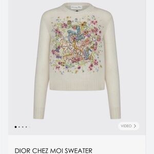 Dior Embroidered Chez Moi Sweater Cream Size Small - Medium